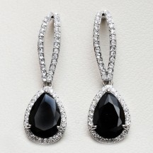 Silver Earrings black stones